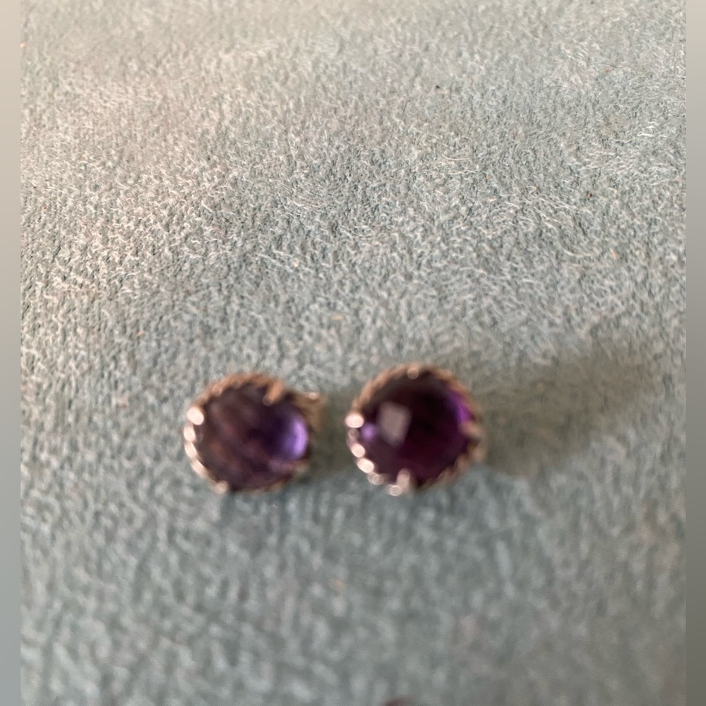 David Yurman Chatelaine Amethyst Sterling Silver Stud Earrings